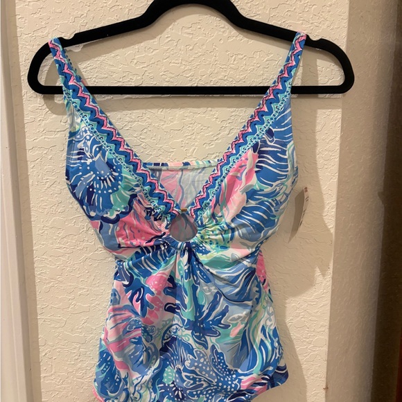 Lilly Pulitzer Blue and Pink Tankani top - Picture 2 of 4